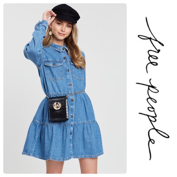 Free People Nicole Denim Shirt Dress - Picture 2 of 8